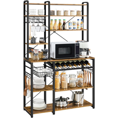 17 Stories Rashel 43.5'' Wood Standard Baker's Rack with Microwave